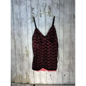Dots Women Black and Burgundy Lace Top Camisole Plus Size 2X